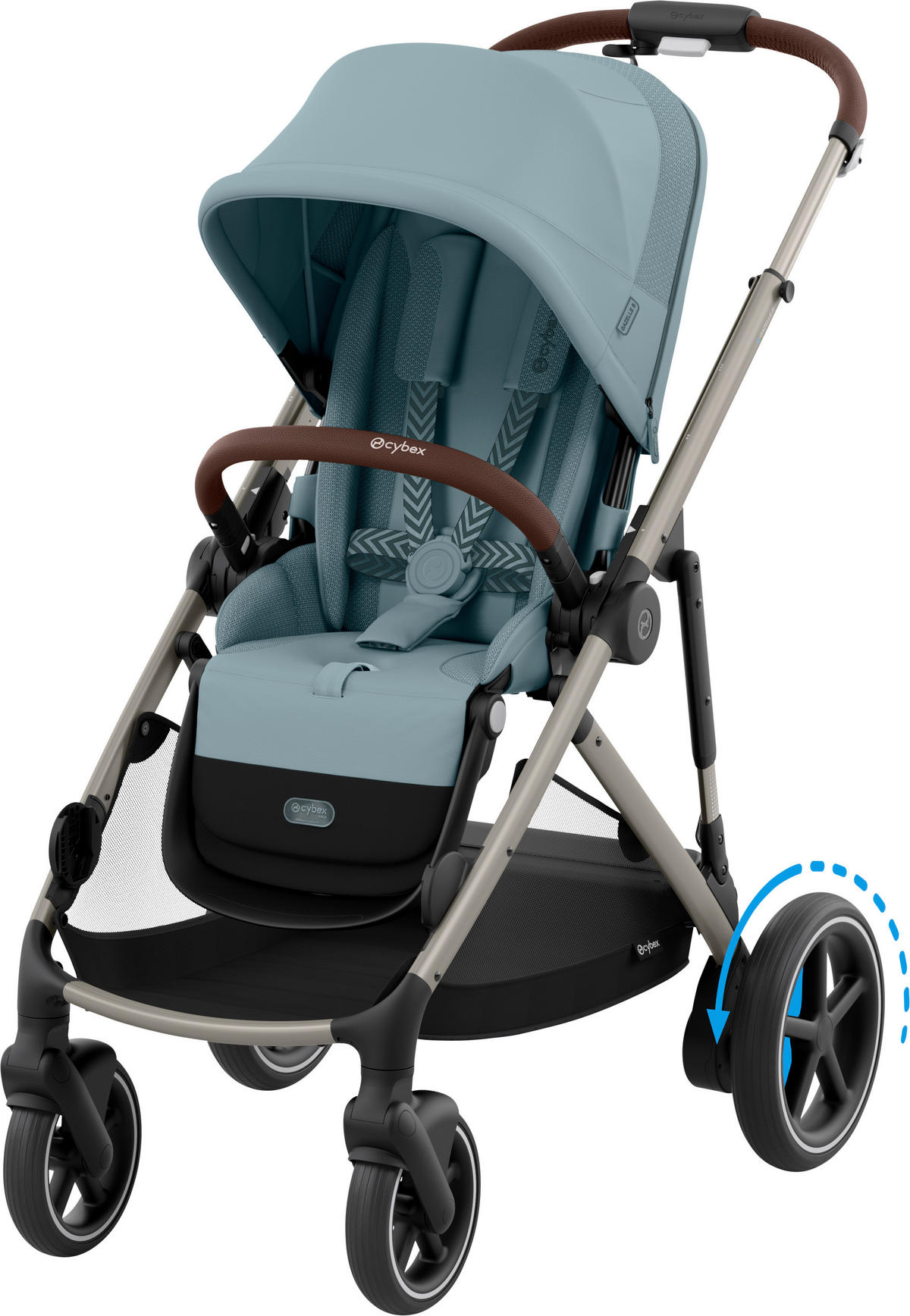 KINDERWAGEN E-GAZELLE S  - Taupe/Hellblau, Basics, Kunststoff/Metall (94.5-107,5/66/100cm) - Cybex