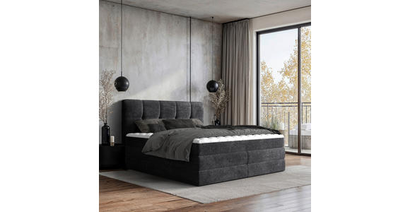 BOXSPRINGBETT 180/200 cm in Dunkelgrau - Dunkelgrau/Schwarz, Design, Kunststoff/Textil (180/200cm) - Esposa