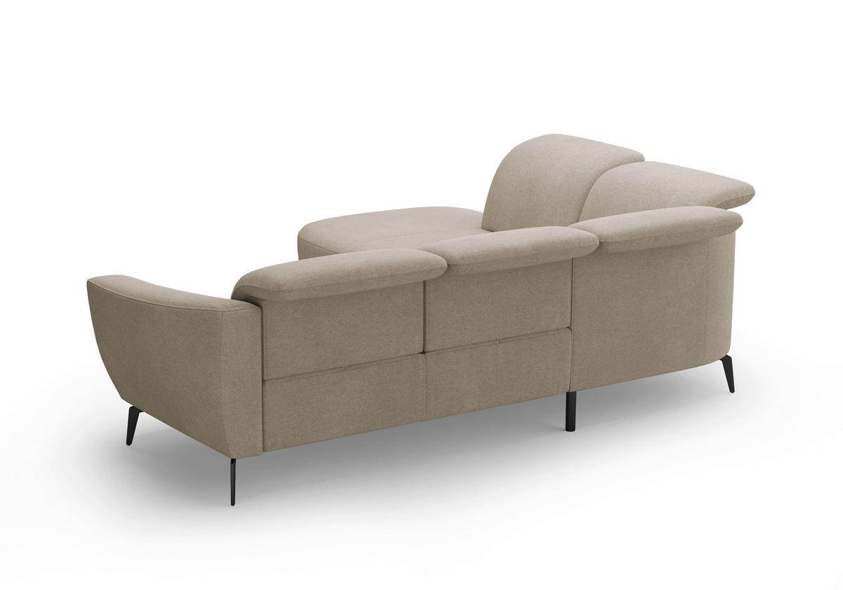 ECKSOFA in Mikrofaser Beige  267/300 cm  - Beige/Schwarz, KONVENTIONELL, Textil/Metall (267/300cm) - Sit & More