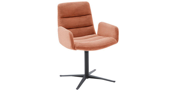 ARMLEHNSTUHL in Cord - Aprikose/Schwarz, Design, Textil/Metall (61/88/66cm) - Dieter Knoll
