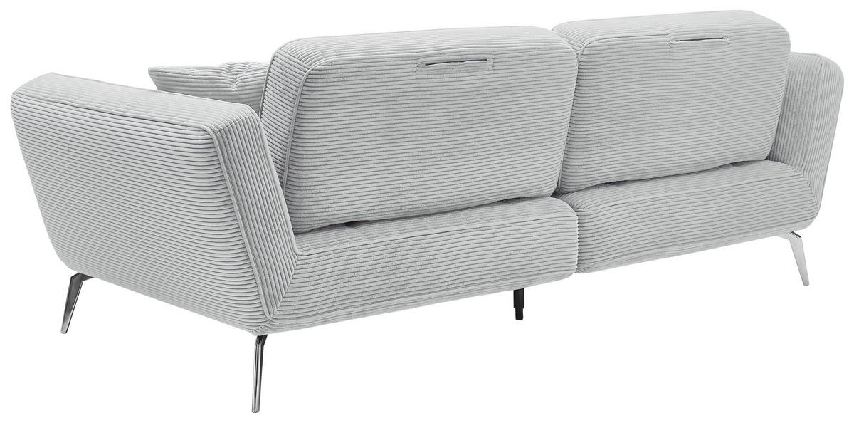 3-SITZER-SOFA Cord Silberfarben  - Chromfarben/Silberfarben, KONVENTIONELL, Kunststoff/Textil (260/90/125cm) - SetOne by Musterring