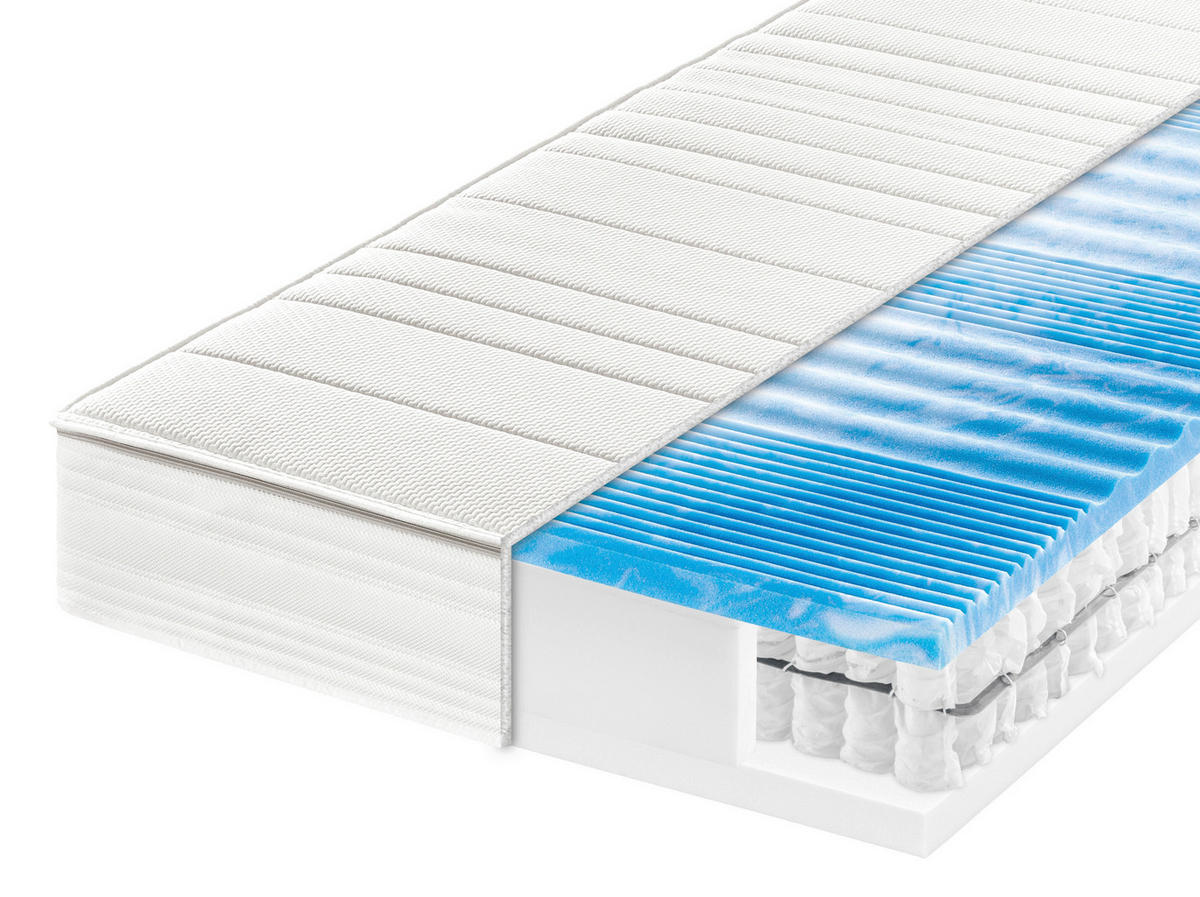 GEL-TASCHENFEDERKERNMATRATZE 140/200 cm, Höhe ca.: 20 cm, H2 = mittel, 7-Zonen - Weiß, Basics, Textil (140/200cm) - Sleeptex