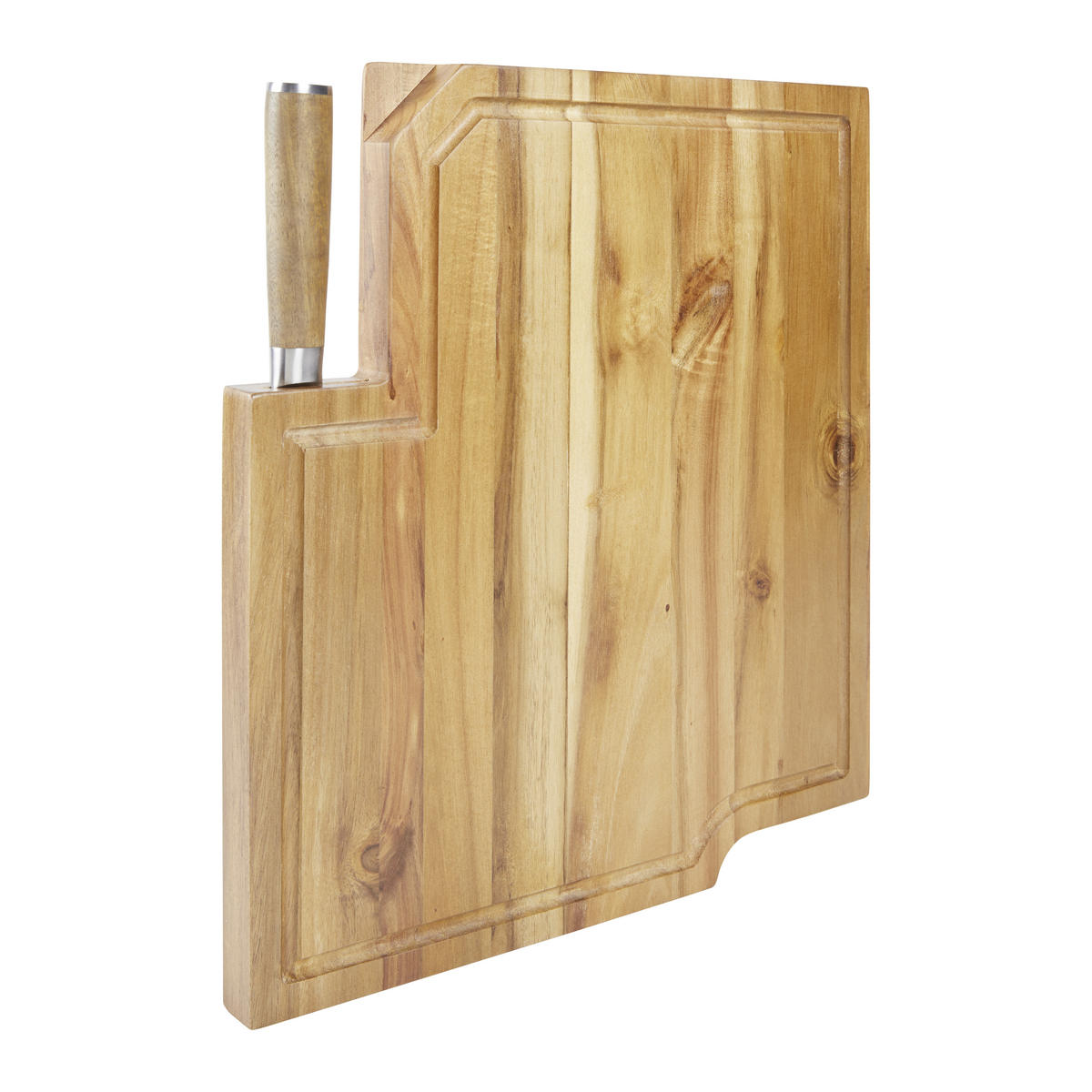 MESSERBLOCK 2-teilig  - Braun, Trend, Holz/Metall (35,8/41,5/3,5cm) - Echtwerk