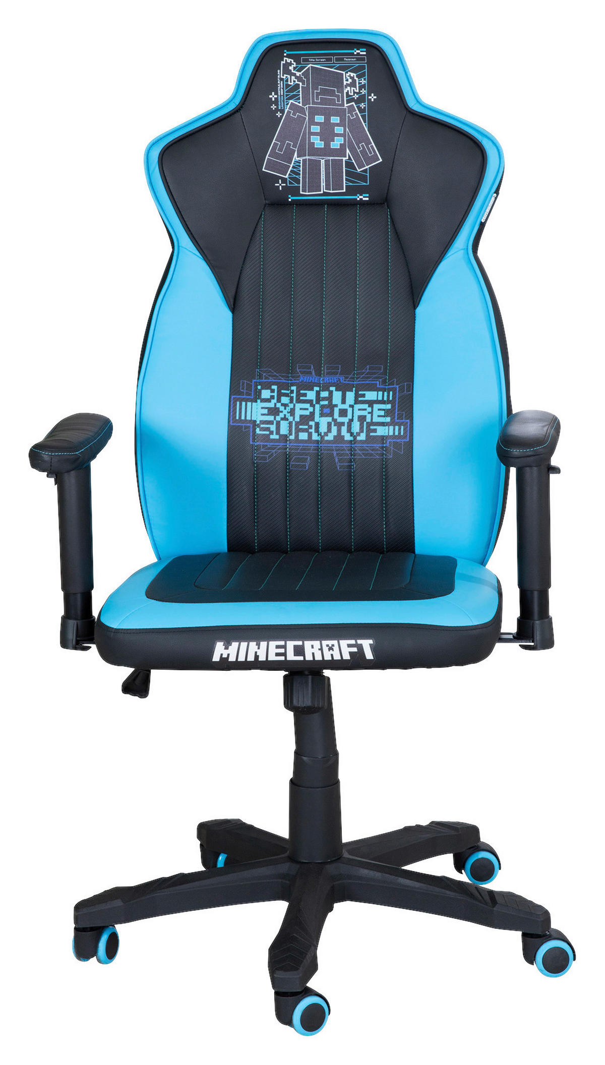 GAMINGSTUHL Blau, Schwarz Kunststoff, Textil   - Blau/Schwarz, MODERN, Kunststoff/Textil (59,5/102,5/66cm) - Minecraft