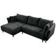 ECKSOFA Schwarz Chenille - Schwarz, KONVENTIONELL, Holz/Textil (160/290cm) - Carryhome