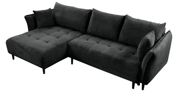 ECKSOFA Schwarz Chenille - Schwarz, KONVENTIONELL, Holz/Textil (160/290cm) - Carryhome