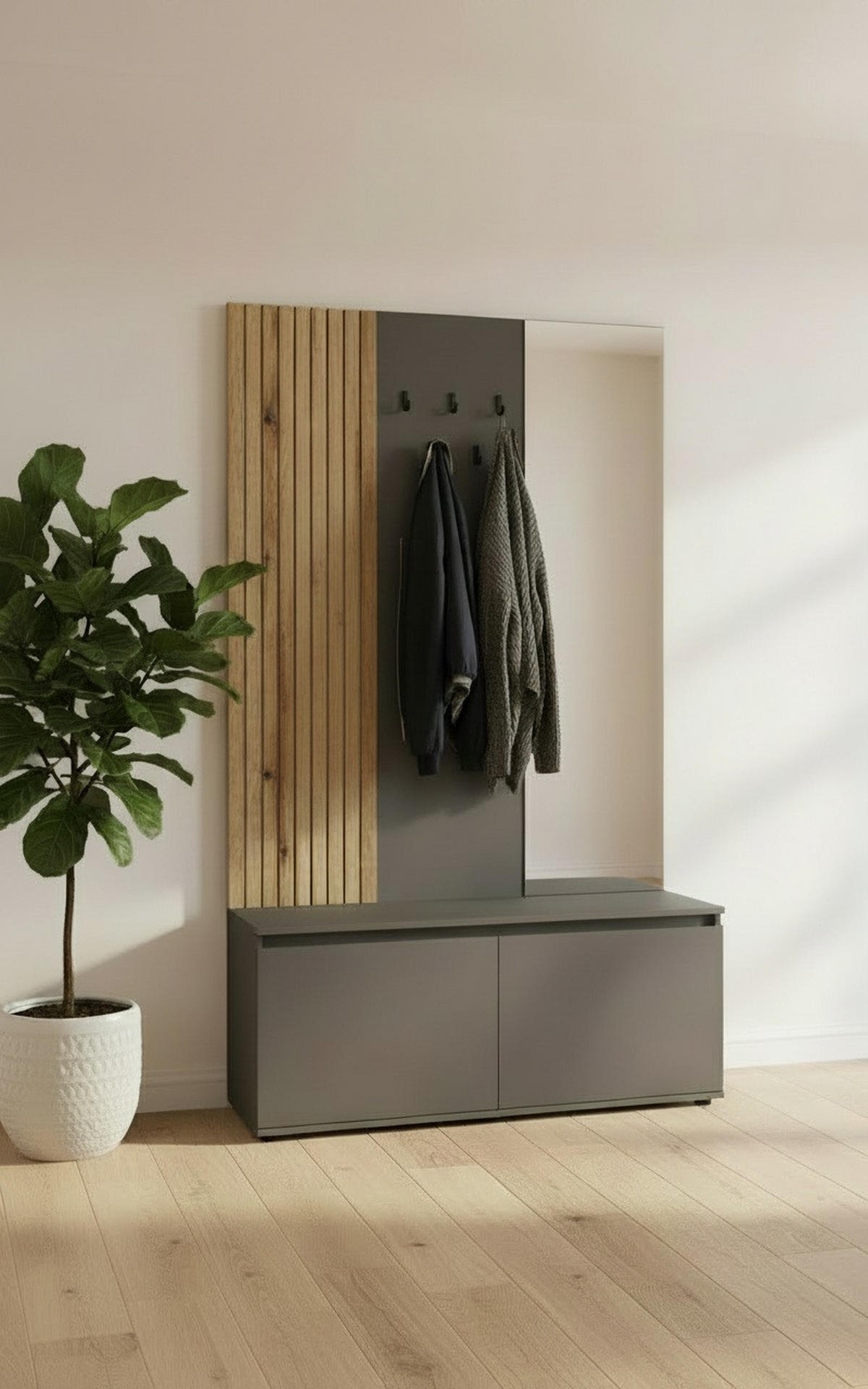 HALLMÖBEL  i 120/200/36,6 cm  - antracit/ekfärgad, Klassisk, trämaterial (120/200/36,6cm) - Carryhome