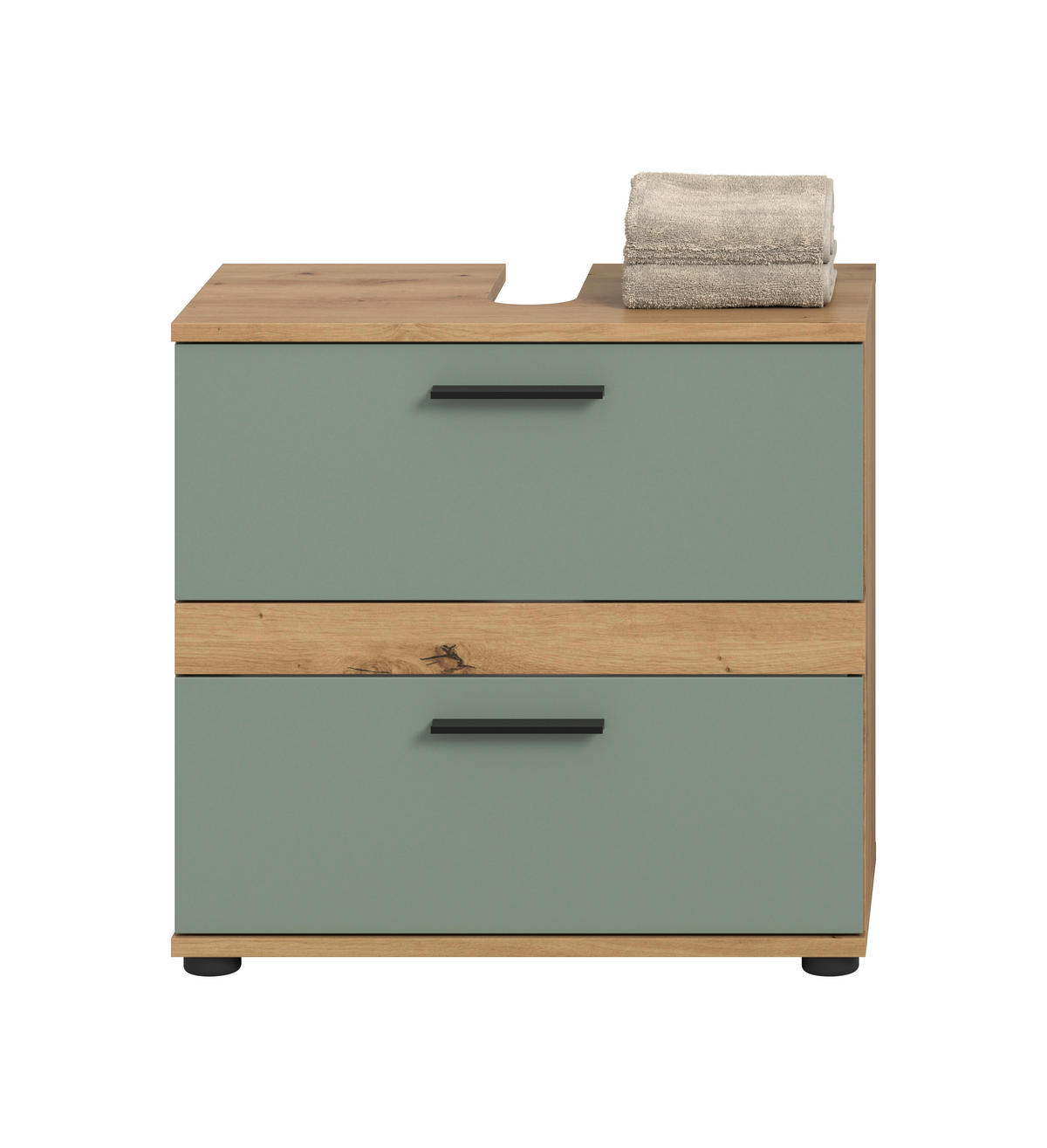 WASCHBECKENUNTERSCHRANK 60/57/34 cm  - Salbeigrün/Schwarz, Trend, Holzwerkstoff/Kunststoff (60/57/34cm) - MID.YOU