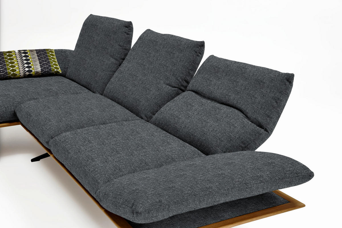 ECKSOFA in Flachgewebe Dunkelgrau  159/314 cm  - Dunkelgrau/Schwarz, Design, Holz/Textil (159/314cm) - Dieter Knoll