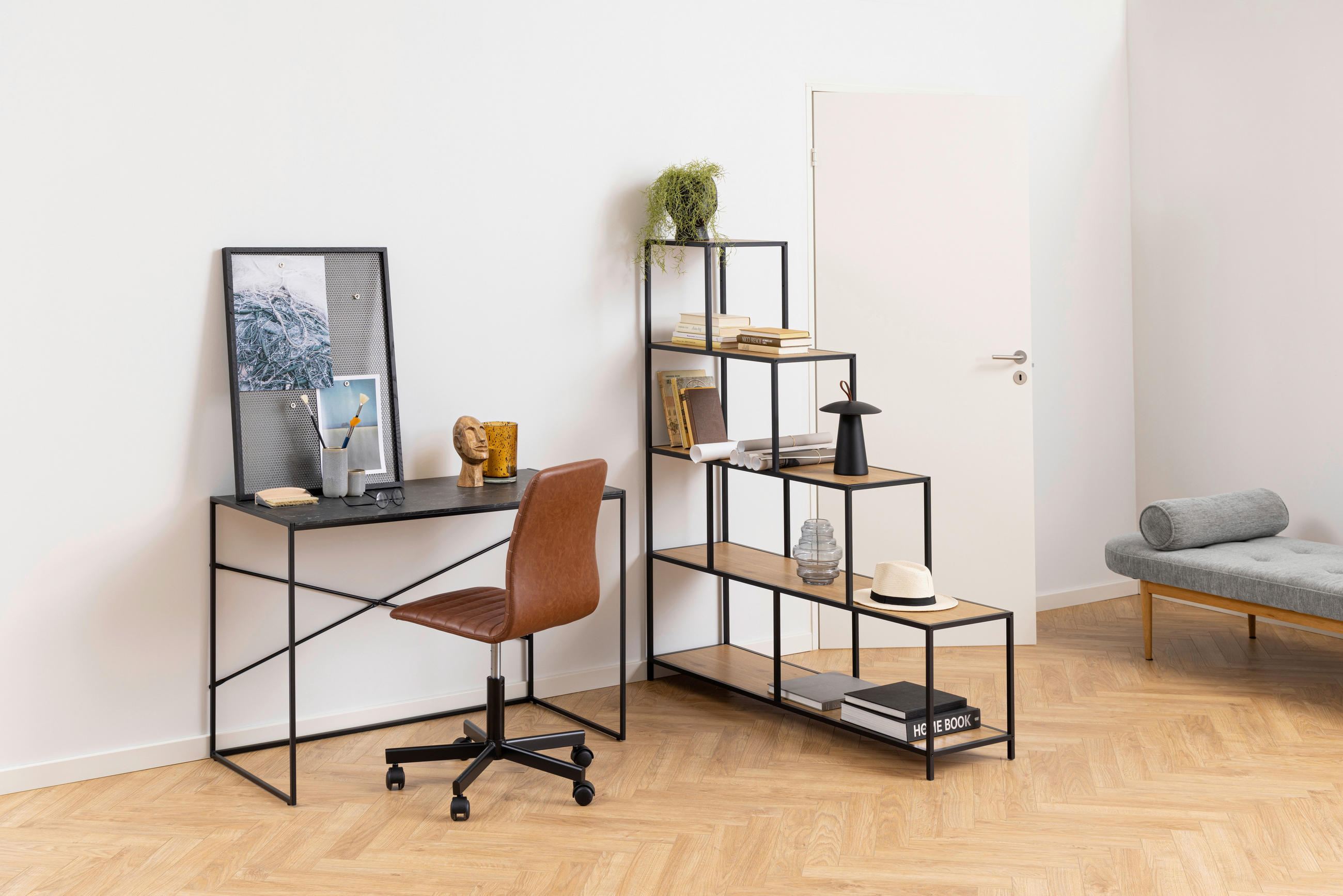 REGAL Schwarz, Eichefarben - Eichefarben/Schwarz, Trend, Holzwerkstoff/Metall (135/150/35cm)