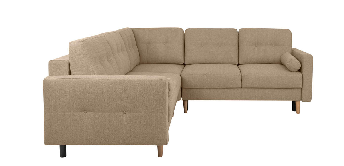 ECKSOFA in Hellbraun  - Hellbraun/Buchefarben, Design, Holz/Textil (242/242cm) - MID.YOU