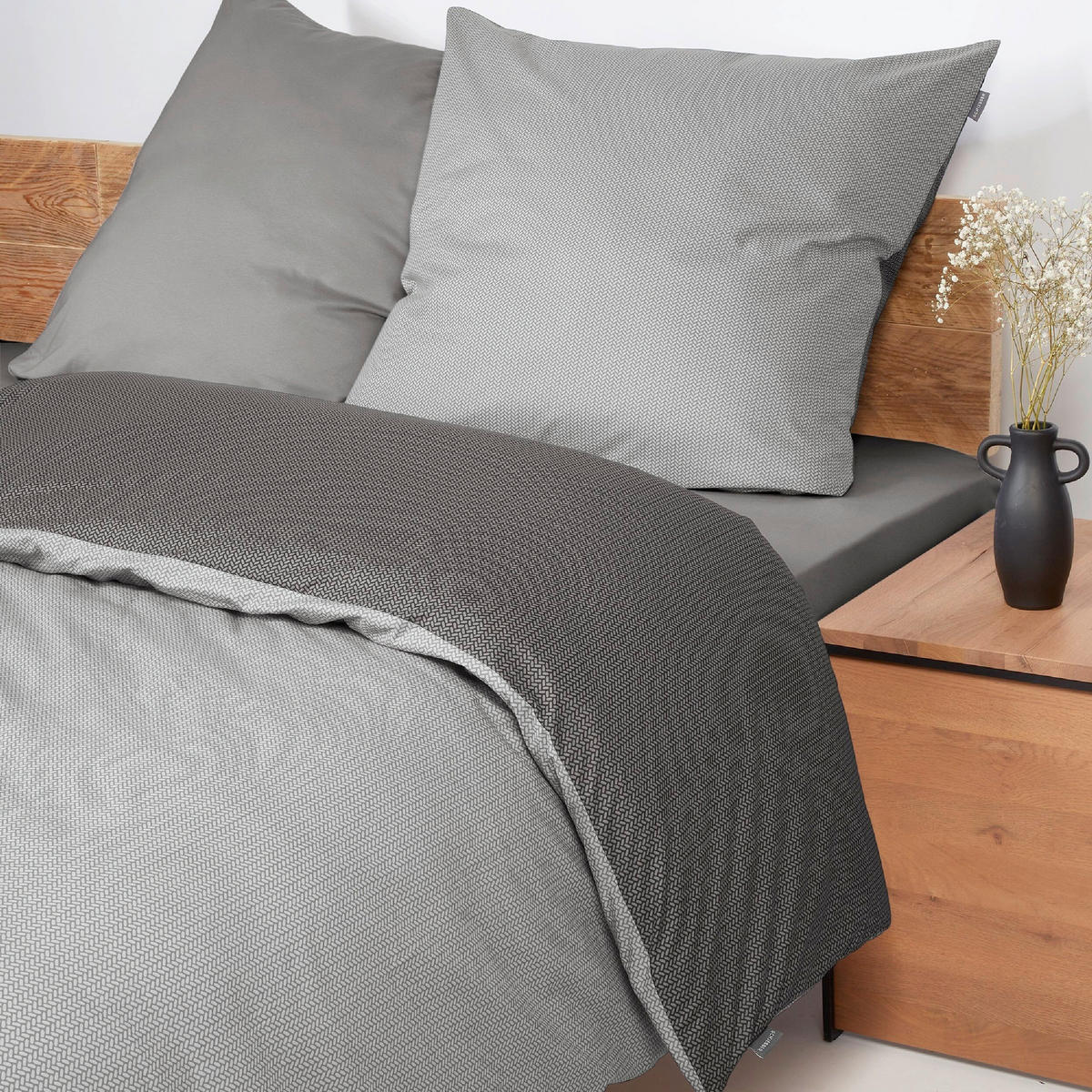 BETTWÄSCHE SILVA Renforcé 155/220 cm  - Grau, Basics, Textil (155/220cm)
