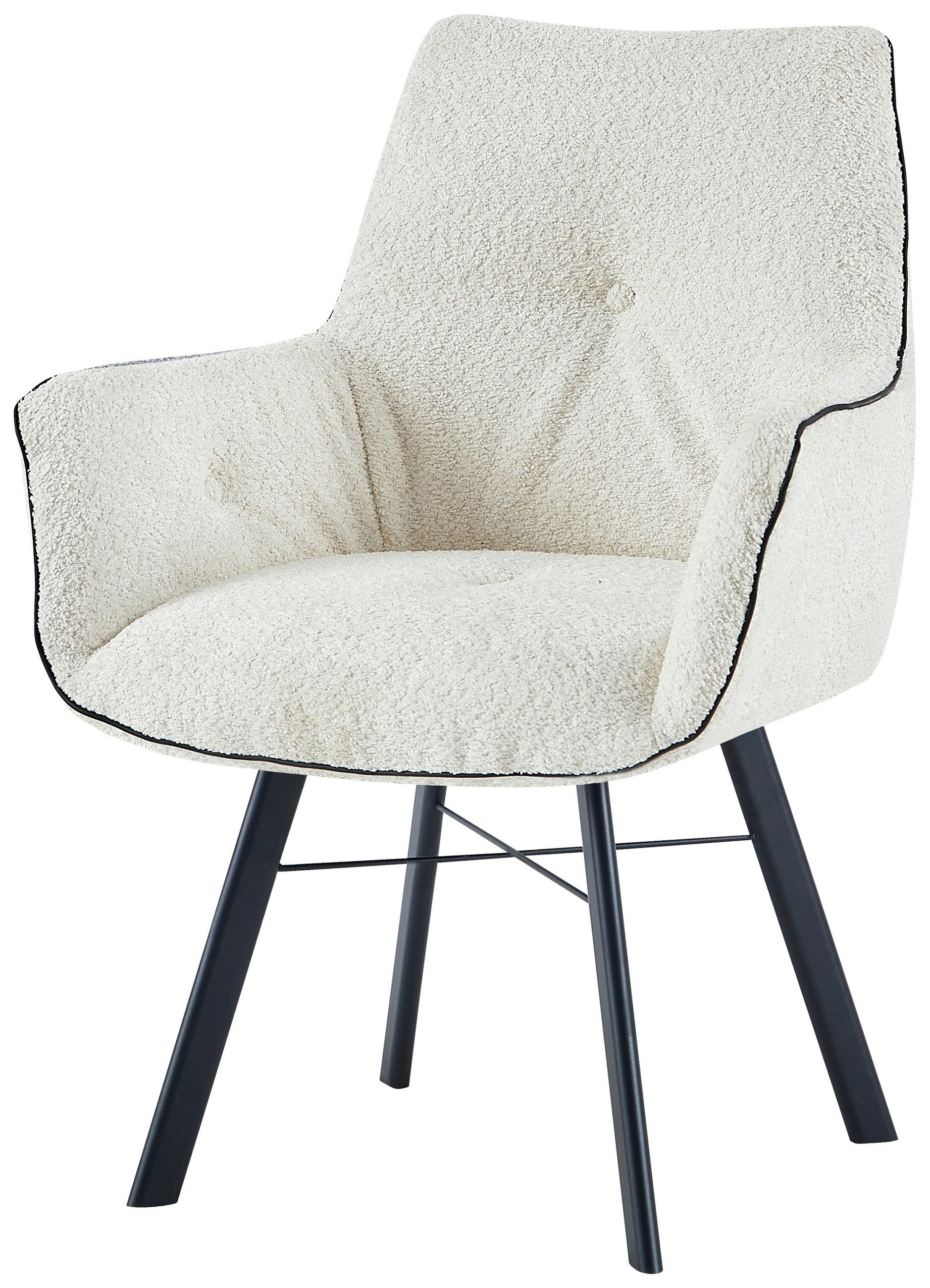ARMLEHNSTUHL  in Eisen  - Creme, Design, Textil/Metall (64/91/61cm) - Kayoom