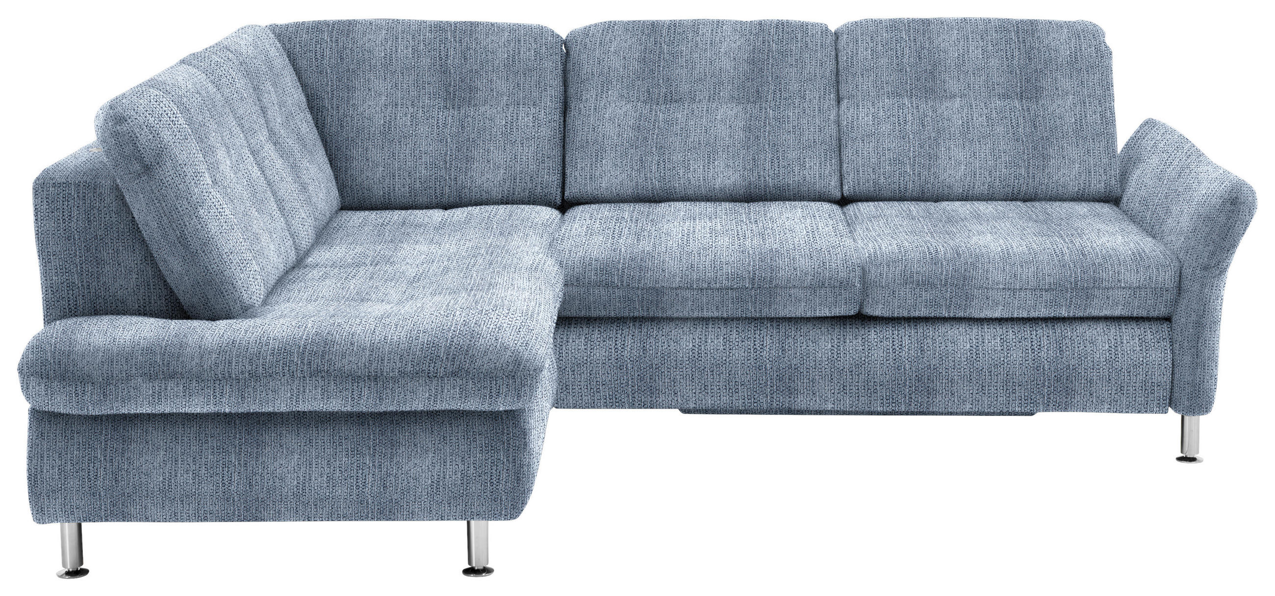 ECKSOFA Hellblau Webstoff  - Chromfarben/Hellblau, KONVENTIONELL, Textil/Metall (210/242cm) - Beldomo Style
