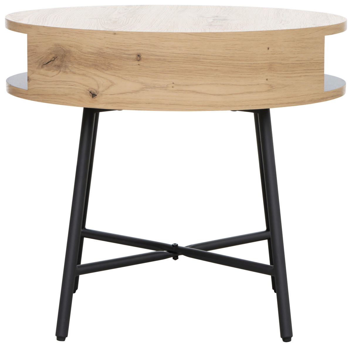 BEISTELLTISCH 55/55/50 cm Eichefarben, Schwarz rund  - Eichefarben/Schwarz, Design, Holzwerkstoff/Metall (55/55/50cm) - Carryhome