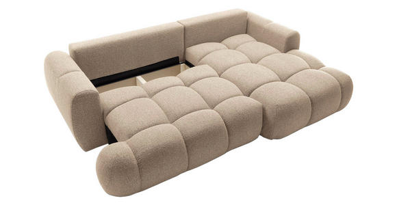 ECKSOFA Hellbraun Struktur  - Hellbraun/Schwarz, KONVENTIONELL, Kunststoff/Textil (272/172cm) - Carryhome