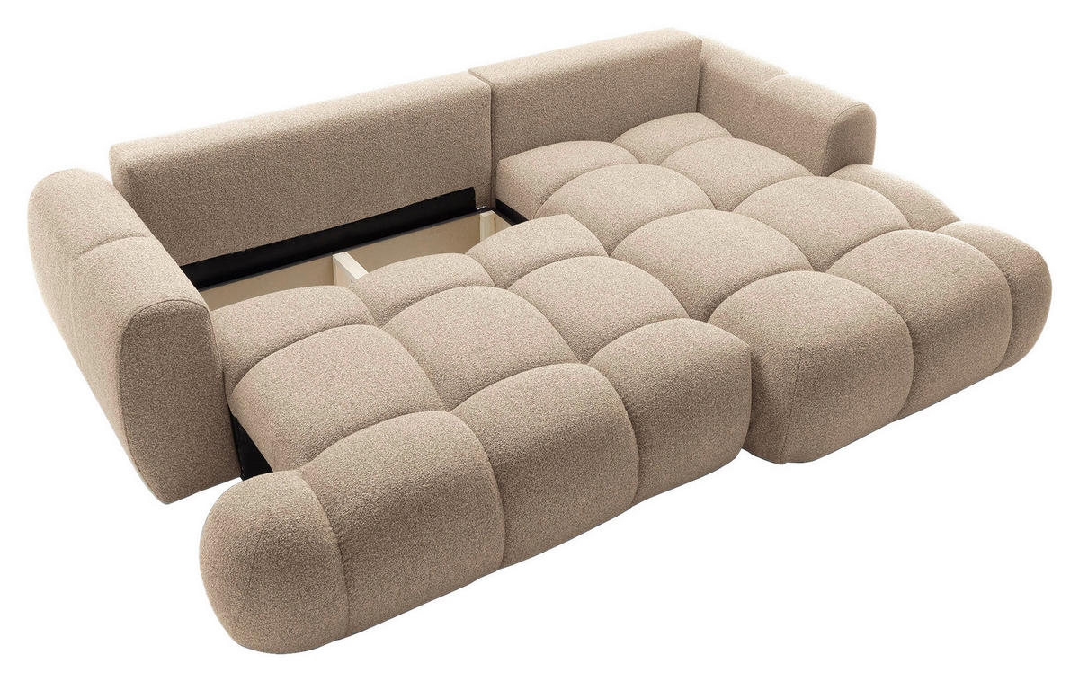 ECKSOFA Hellbraun Struktur  - Hellbraun/Schwarz, KONVENTIONELL, Kunststoff/Textil (272/172cm) - Carryhome