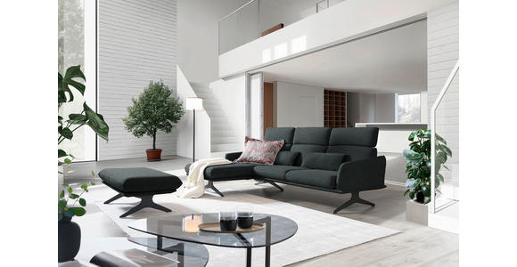 ECKSOFA in Flachgewebe Anthrazit 152/259 cm - Anthrazit/Schwarz, Design, Textil/Metall (152/259cm) - Dieter Knoll