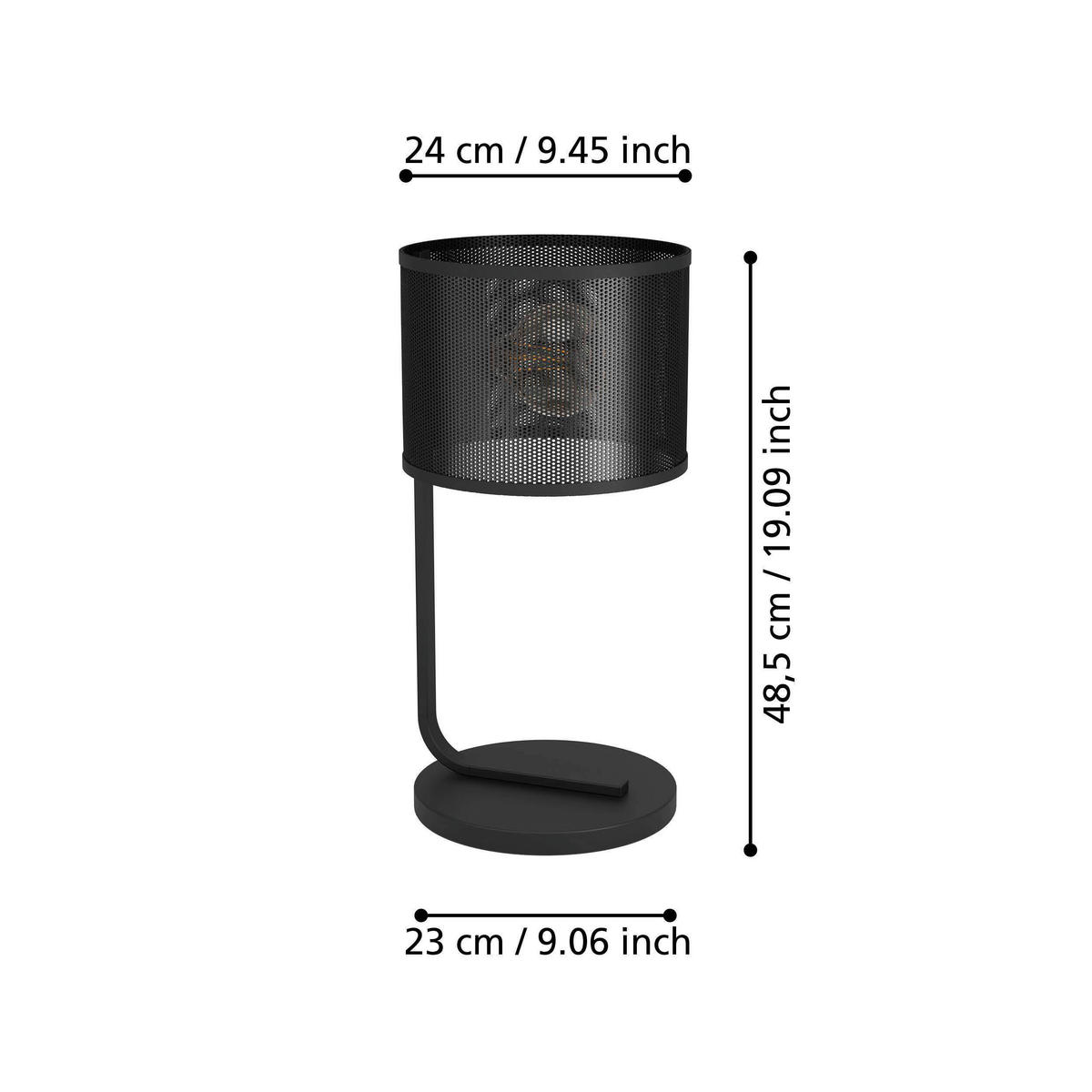 TISCHLEUCHTE 24/48,5 cm   - Schwarz, Design, Metall (24/48,5cm) - Eglo