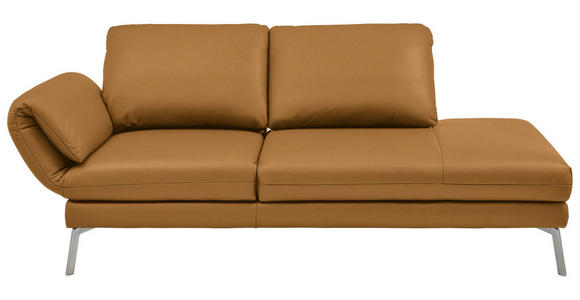 RÉCAMIERE in Echtleder Currygelb - Chromfarben/Currygelb, Design, Leder/Metall (209/85-109/95-16cm) - Dieter Knoll
