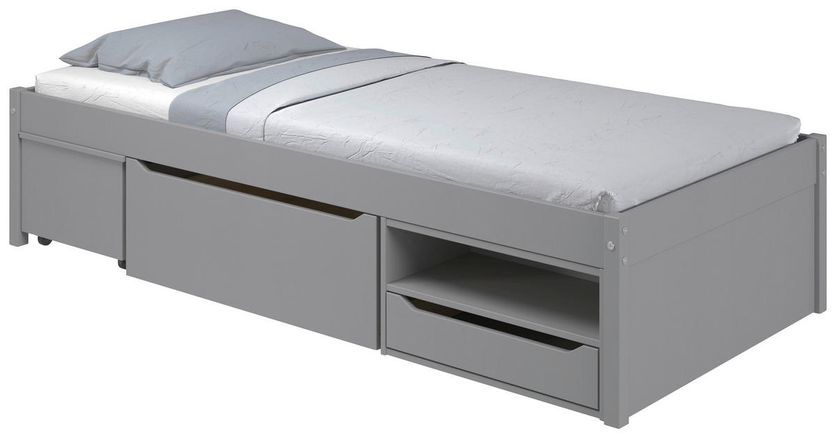 POSTEĽ S ÚLOŽNÝM PRIESTOROM, 90/200 cm sivá - sivá, Modern, drevo/kompozitné drevo (90/200cm) - MID.YOU