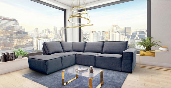 ECKSOFA Anthrazit Chenille  - Anthrazit/Schwarz, KONVENTIONELL, Kunststoff/Textil (212/275cm) - Carryhome