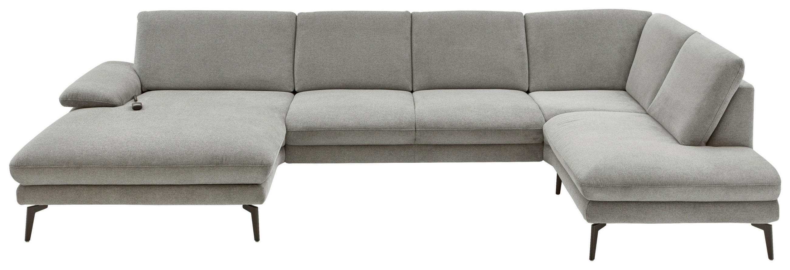 ECKSOFA Grau Webstoff - Schwarz/Grau, Design, Textil/Metall (180/344/208cm) - Dieter Knoll