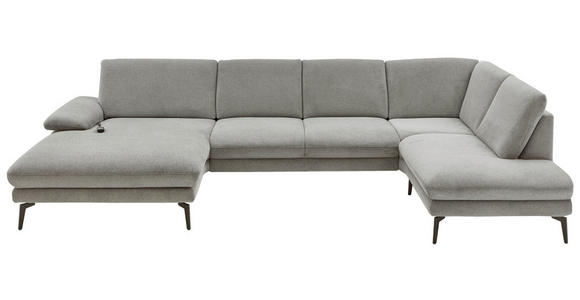 WOHNLANDSCHAFT in Webstoff Grau - Schwarz/Grau, Design, Textil/Metall (180/344/208cm) - Dieter Knoll
