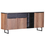 SIDEBOARD  in 180/80/42 cm  - Schwarz/Naturfarben, LIFESTYLE, Glas/Holzwerkstoff (180/80/42cm) - Landscape