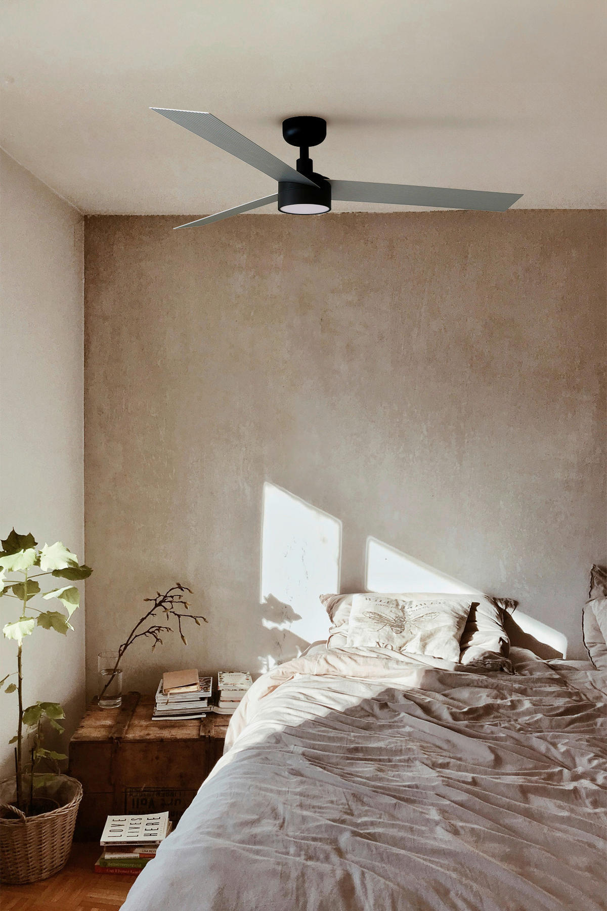 Ventilator mit Beleuchtung Cruiser 132/27.6 cm   - Alufarben/Schwarz, KONVENTIONELL, Metall (132/27.6cm)