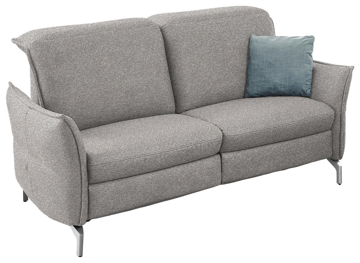 2,5-SITZER in Chenille Grau, Weiss  - Weiss/Grau, Modern, Textil/Metall (185/89/109cm) - Livetastic