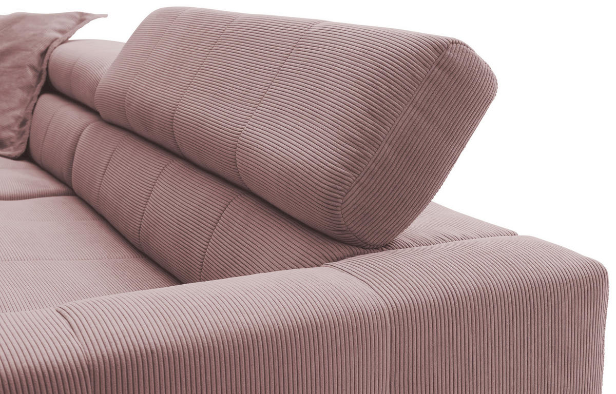 ECKSOFA in Feincord Altrosa  - Schwarz/Altrosa, Konventionell, Textil/Metall (219/311cm) - Hom`in