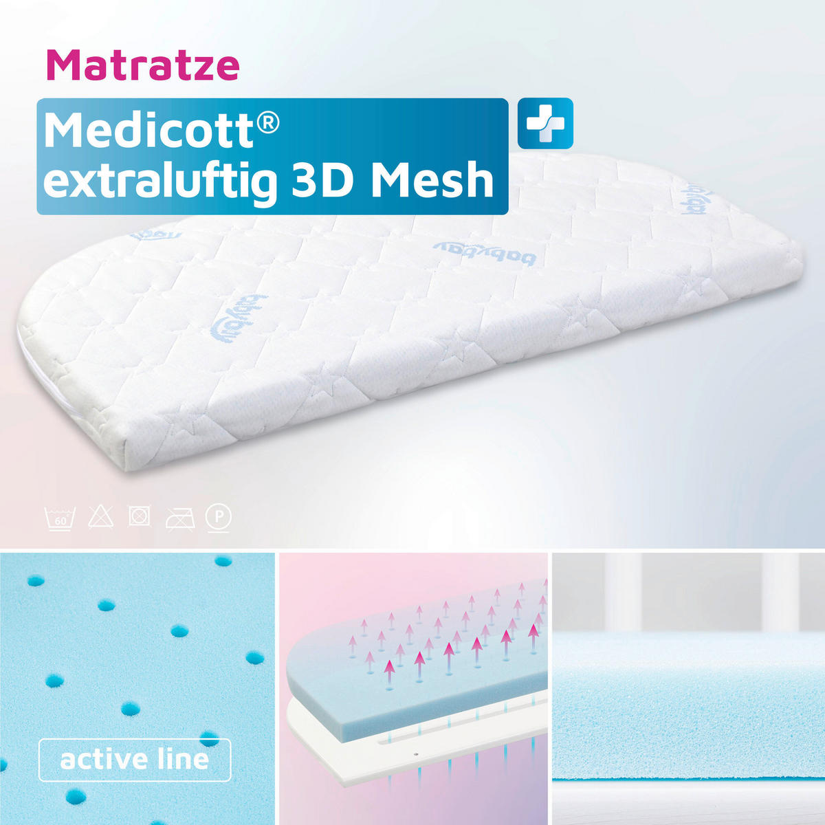 BEISTELLBETTMATRATZE 81/41,5 cm  - Basics, Textil (81/41,5cm) - Babybay