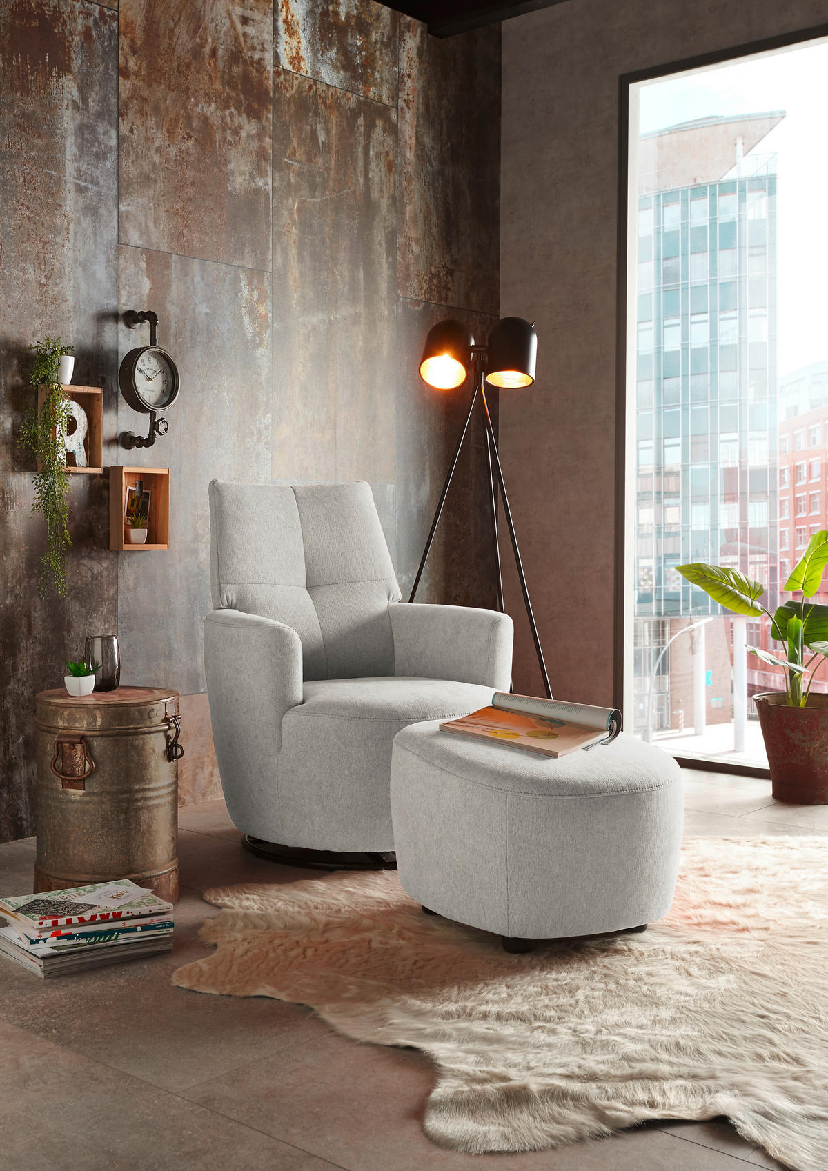 SESSEL Webstoff Hellgrau    - Hellgrau/Schwarz, Design, Textil/Metall (80/96/88cm) - SetOne by Musterring