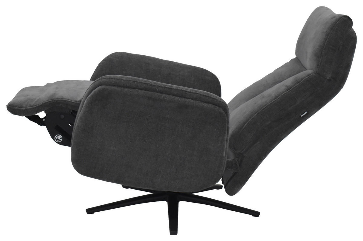 RELAXSESSEL Webstoff    - Graubraun/Schwarz, Design, Holz/Textil (75/109/84/148/84cm) - Livetastic