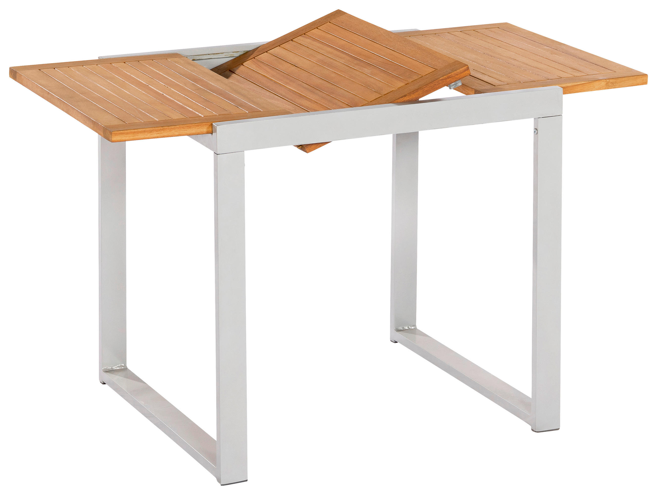 GARTENTISCH Holz, Metall rechteckig  - Silberfarben/Akaziefarben, KONVENTIONELL, Holz/Metall (80-120/74/70cm) - Gardenson