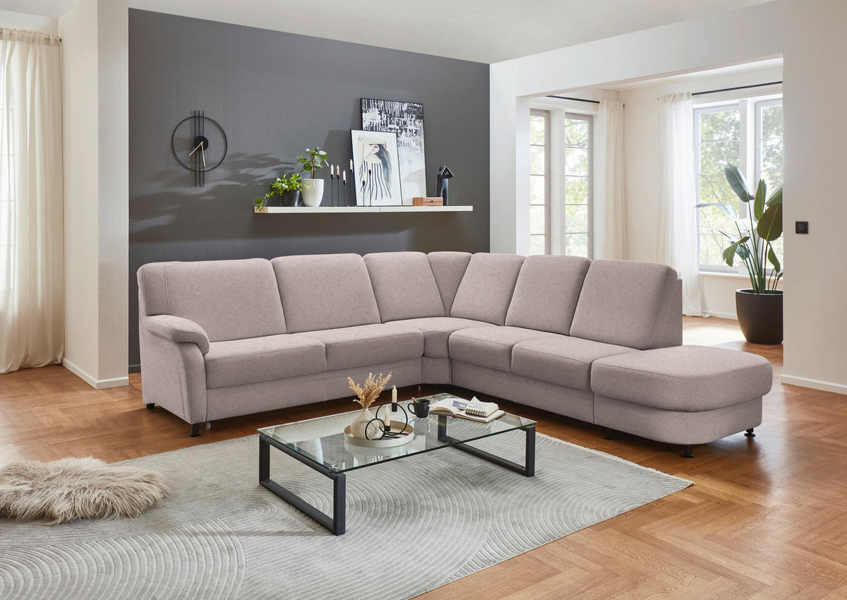 ECKSOFA  in Flachgewebe Rosa  269/287 cm  - Schwarz/Rosa, KONVENTIONELL, Textil/Metall (269/287cm) - Beldomo System