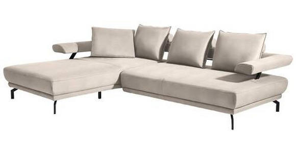 ECKSOFA in Mikrofaser Creme 224/305 cm - Creme/Schwarz, Design, Textil/Metall (224/305cm) - Dieter Knoll