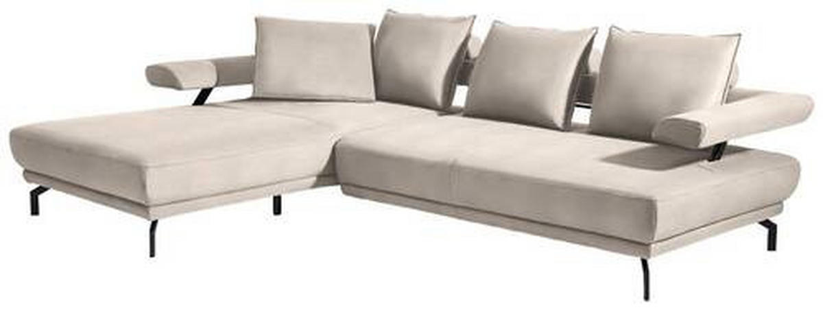 ECKSOFA in Mikrofaser Creme  - Creme/Schwarz, Design, Textil/Metall (224/305cm) - Dieter Knoll