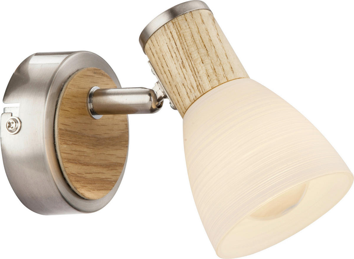 BODOVÉ SVÍTIDLO, 40 W/E14, 8/11 cm  - opál/barvy niklu, Natur, kov/přírodní materiály (8/11cm)