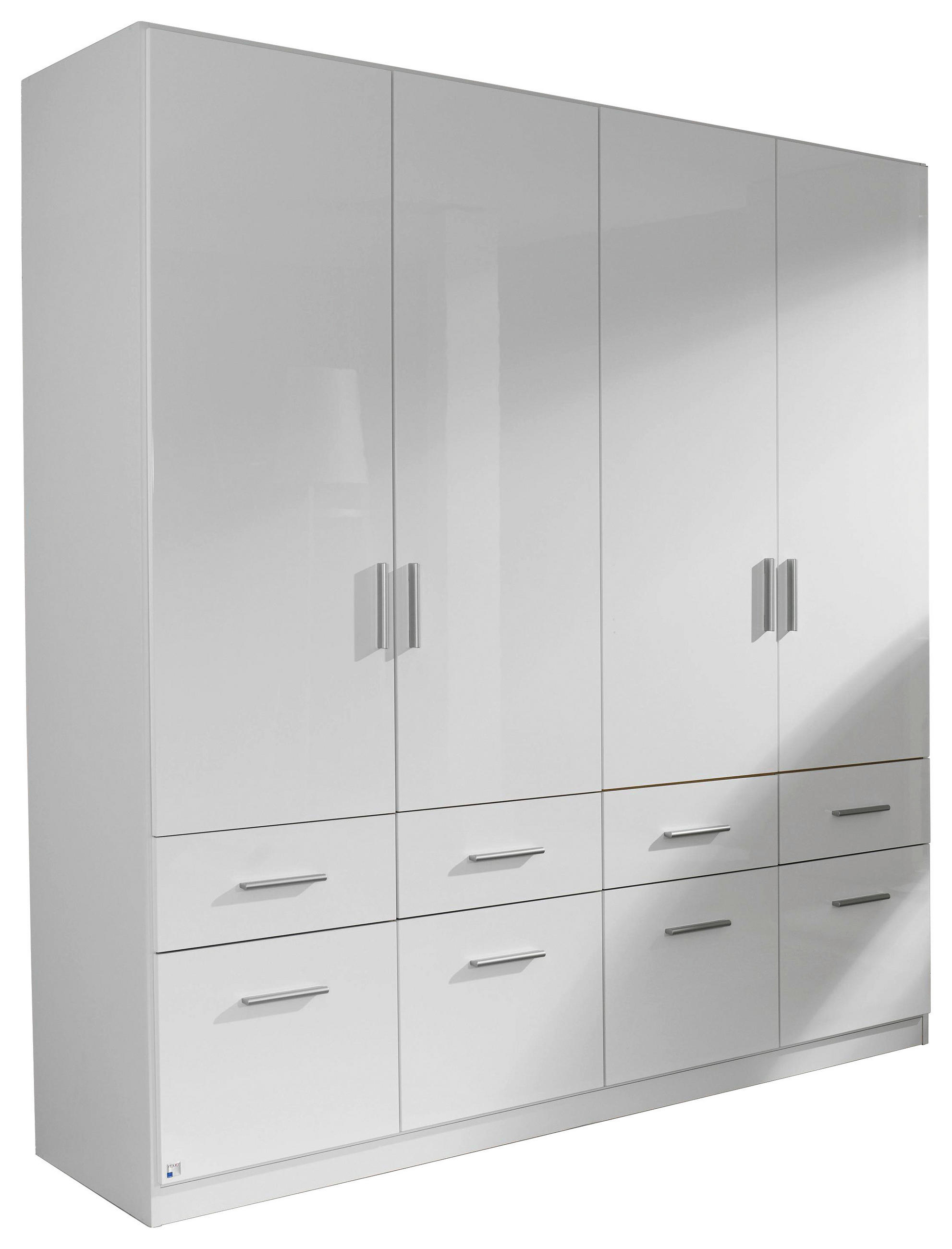 NYÍLÓAJTÓS SZEKRÉNY fehér, magasfényű fehér  - alumínium színű/fehér, Design, műanyag/faalapú anyag (181/197/54cm) - Carryhome