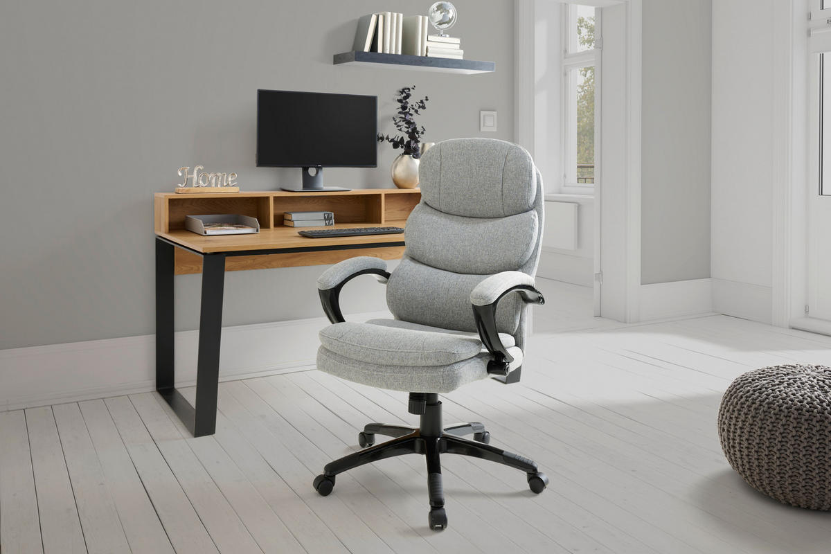 KANCELÁŘSKÉ KŘESLO, tkaná látka, šedá, černá - šedá/černá, Moderní, kov/textil (70/115-123/77cm) - MID.YOU