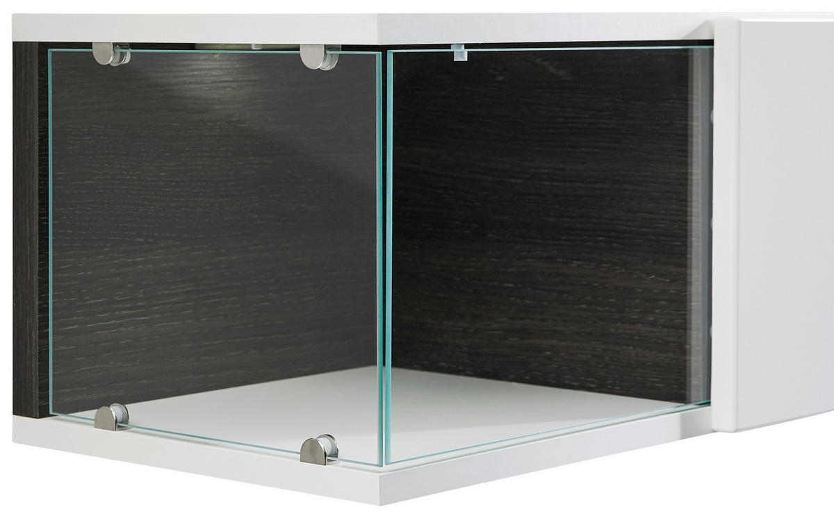 OBÝVACÍ STĚNA, perleť, vysoce lesklá bílá - bílá/černá, Design, kompozitní dřevo/plast (240/150/40cm) - MID.YOU
