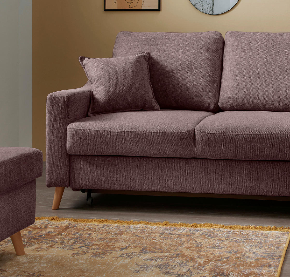 ECKSOFA Struktur Bordeaux  - Bordeaux/Naturfarben, Konventionell, Holz/Textil (230/200cm) - P & B