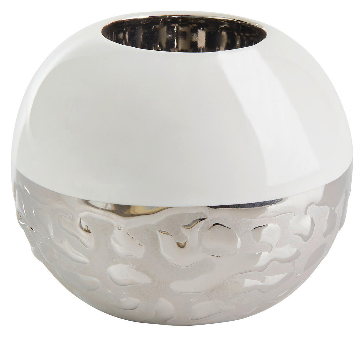 DRŽAČ LUČICA  - bijela/srebrne boje, Basics, keramika (9,5/8cm) - Ambia Home