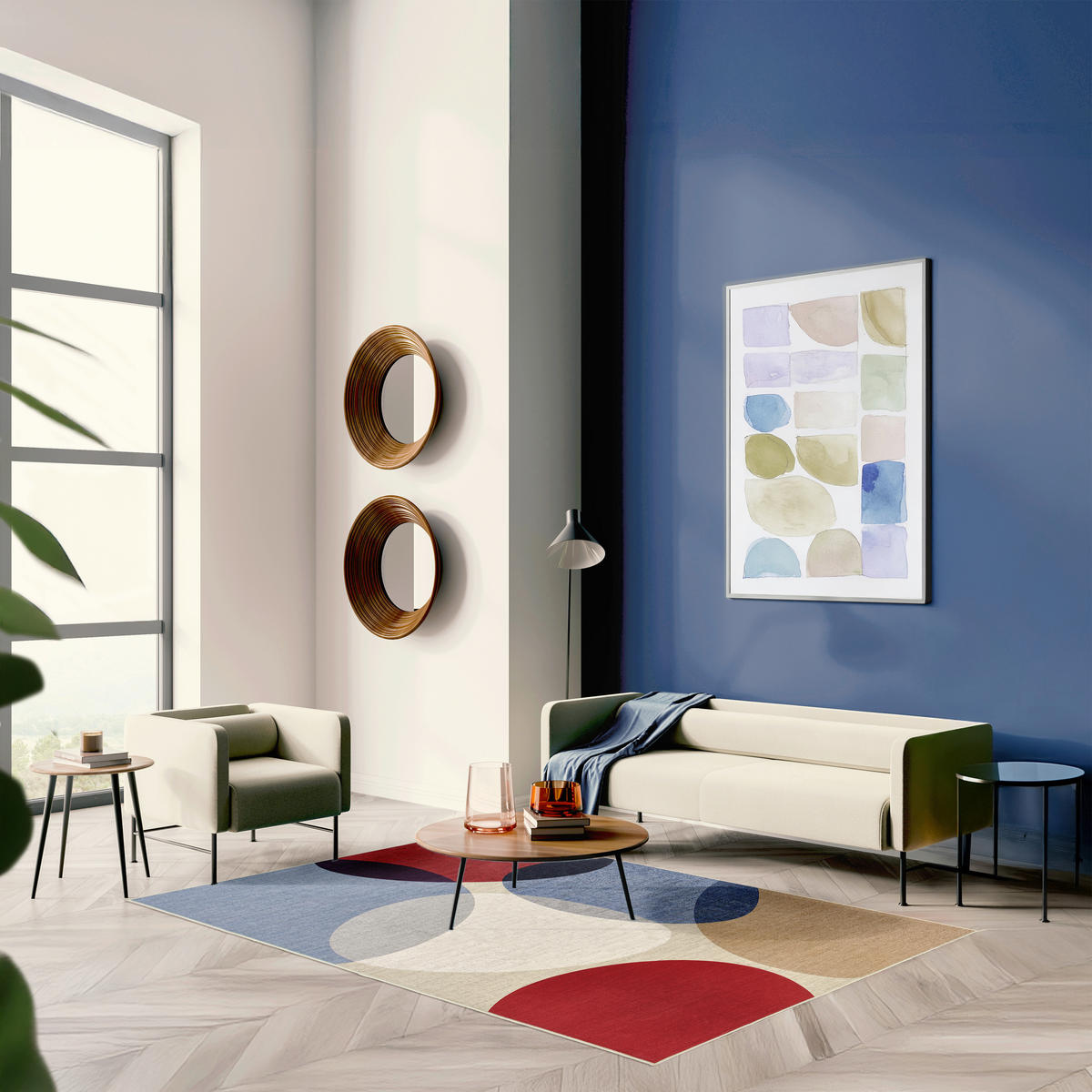 VINTAGE-TEPPICH 200/290 cm CORTEA NAYRA Creme, Dunkelrot, Blaugrau  - Blaugrau/Creme, Design, Kunststoff/Textil (200/290cm) - Lindorug