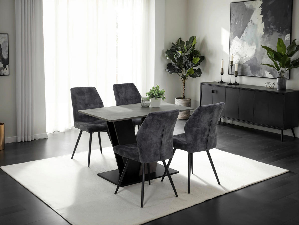 TISCHGRUPPE   - Dunkelgrau/Anthrazit, MODERN, Textil/Metall (110/76/70cm) - MID.YOU