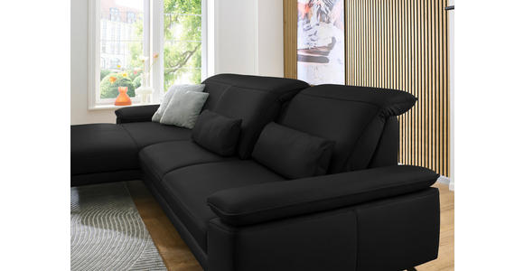 ECKSOFA in Echtleder Schwarz  - Schwarz, Design, Leder/Metall (193/332cm) - Dieter Knoll