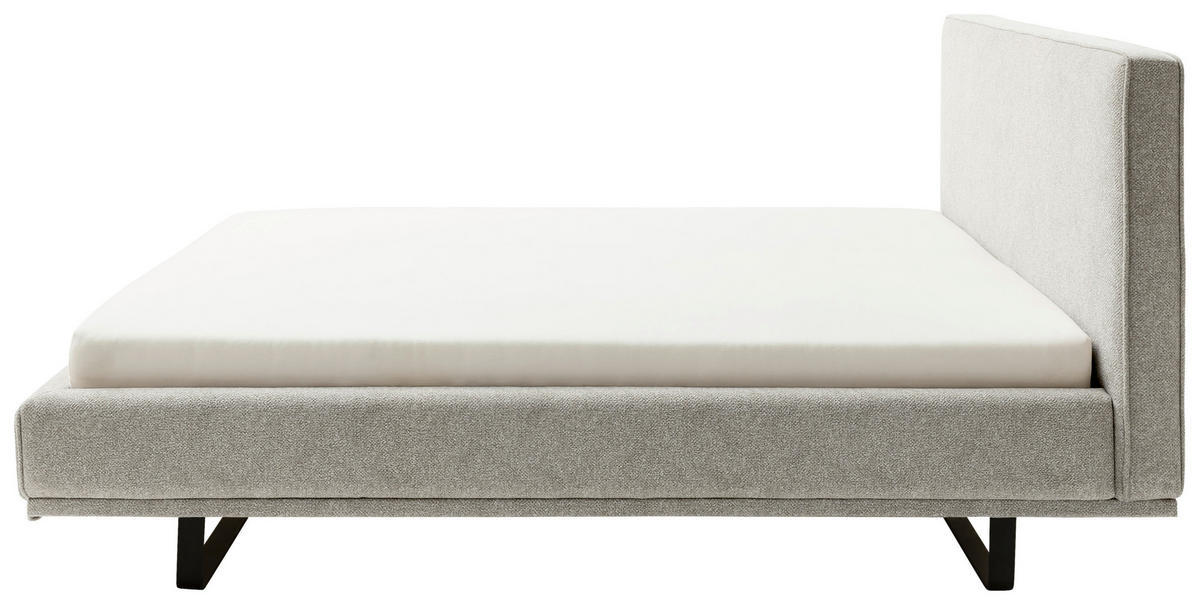 POLSTERBETT COMO 180/200 cm  in Hellgrau  - Hellgrau/Schwarz, Design, Textil/Metall (180/200cm) - Schöner Wohnen