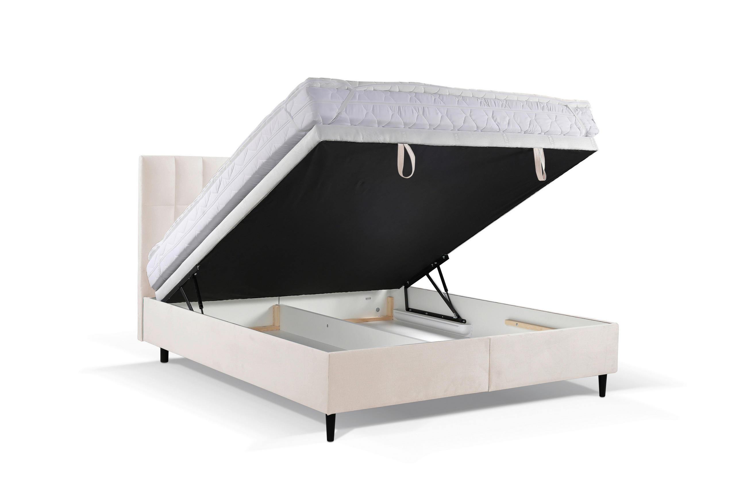 BOXBETT 180/200 cm  in Creme  - Creme/Schwarz, KONVENTIONELL, Holz/Textil (180/200cm) - Boxxx